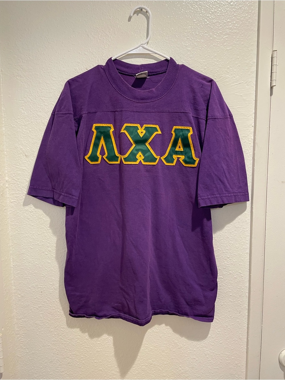VTG 90s Signature Sportswear Lambda Chi Alpha Double Sided Sewn Letter Shirt L